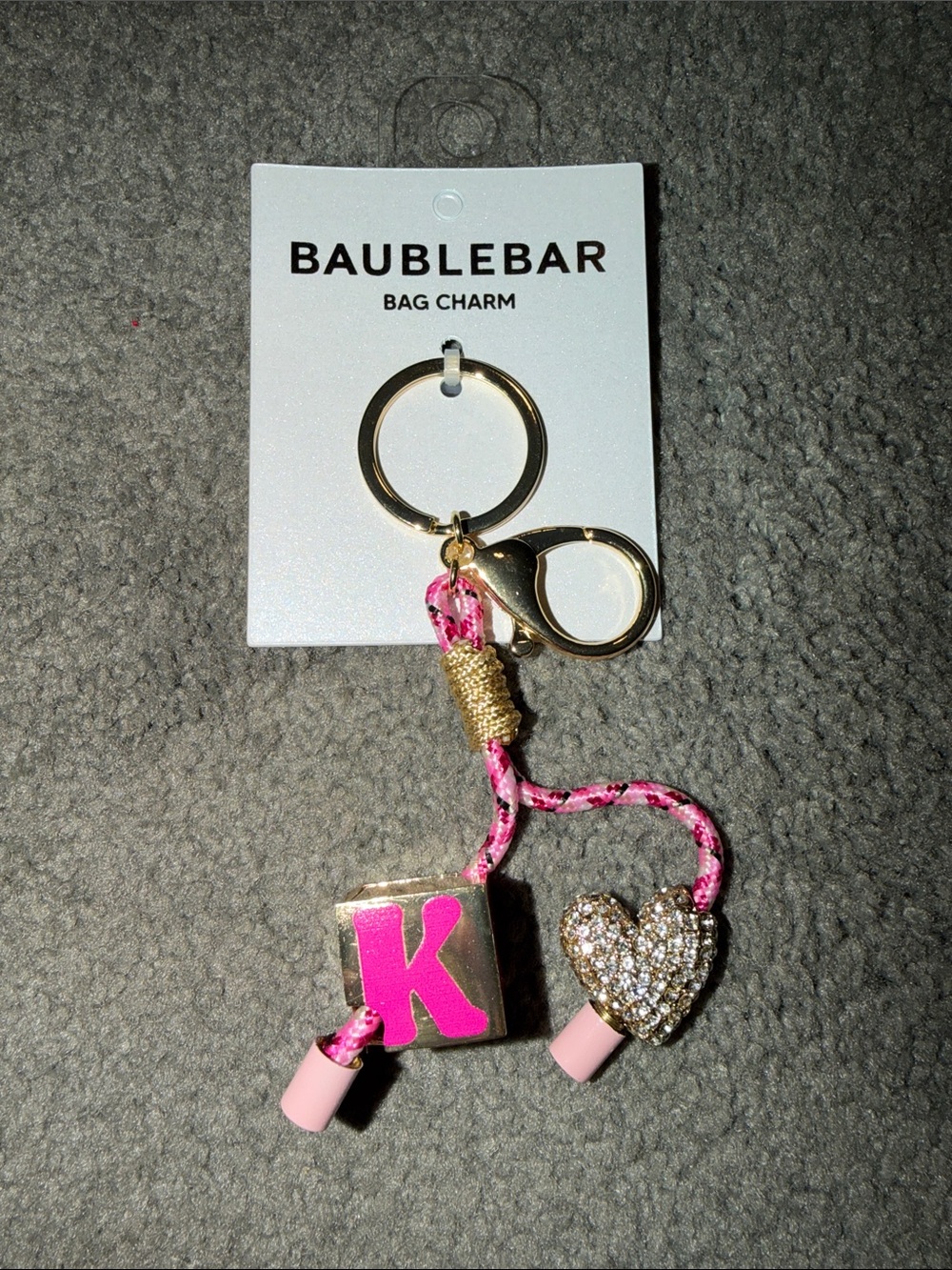 BAUBLEBAR Initial Letter K Bag Charm Keychain ~ Love At First Sight